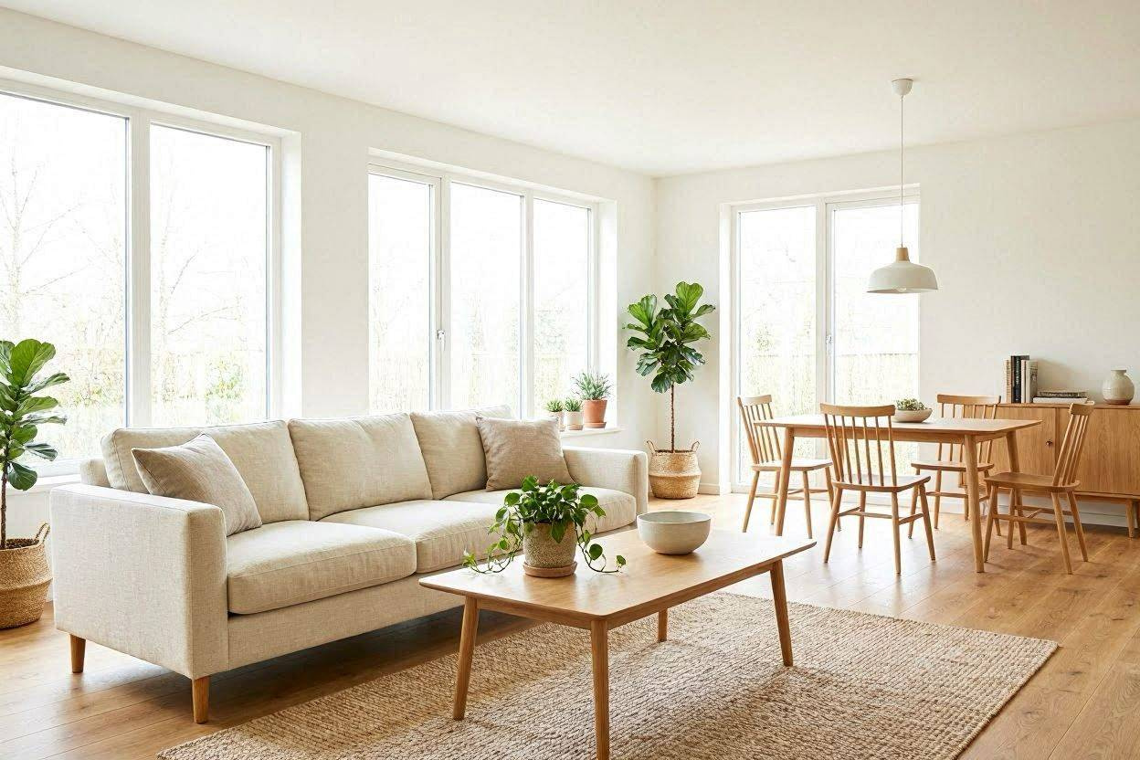 Moderne dansk andelsbolig med naturligt lys